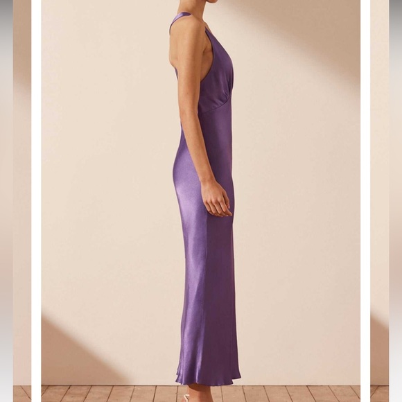 NWT Shona Joy Lana Plunged Cross Back Midi Dress in Purple Size US 4 - Picture 2 of 3